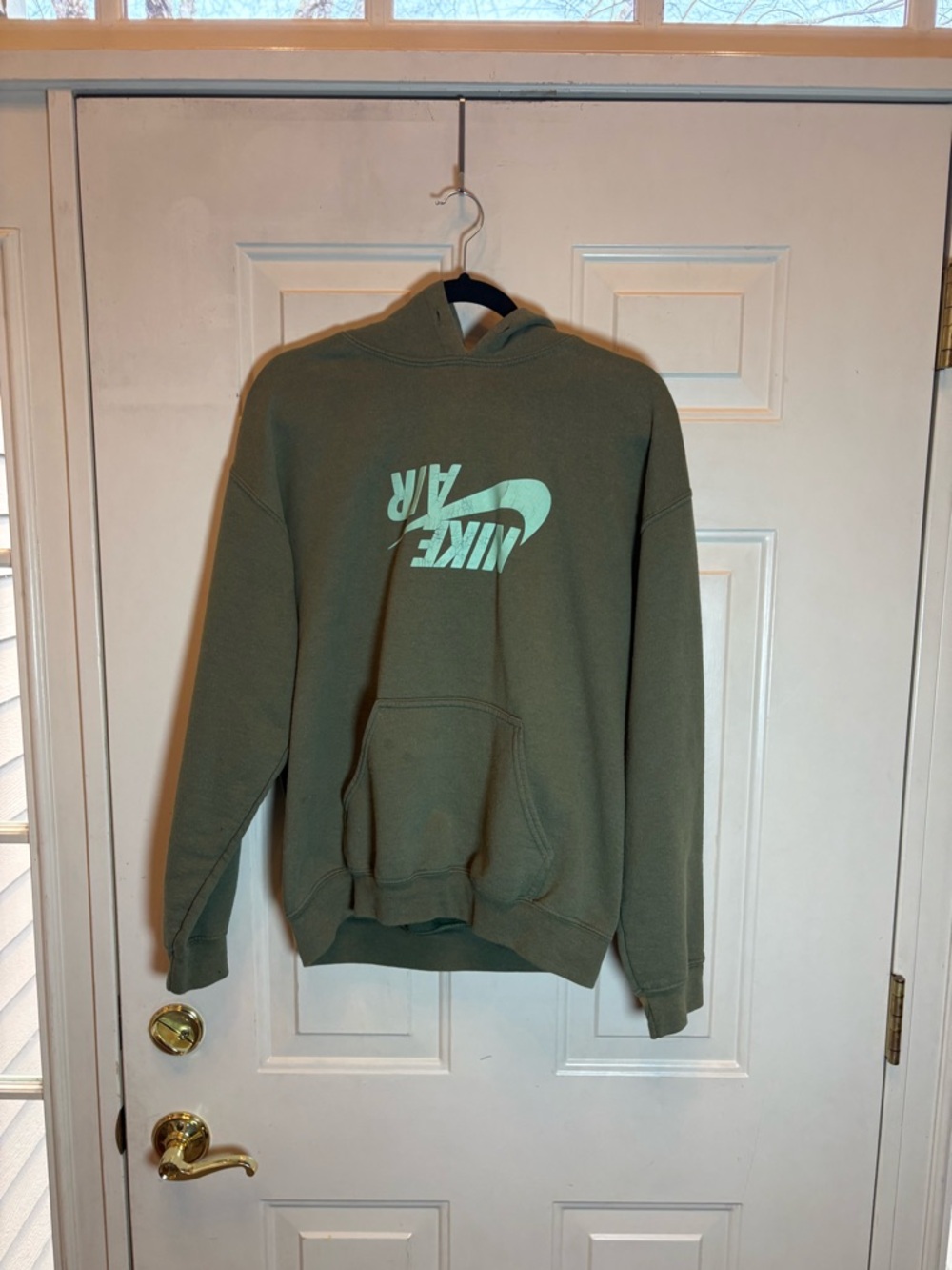 Nike Olive Green Hoodie with Mint Logo